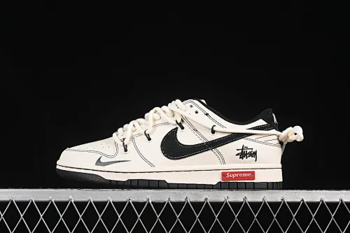 All Categories Nk SB Dunk Series Nk SB Dunk Low High-end Customized Low-top Sneakers Nike SB Dunk Low Stusi x Sup Series Strap Off-white and Black Hook Anniversary High-end Customized Low-top Casual Sneakers YX5066-277